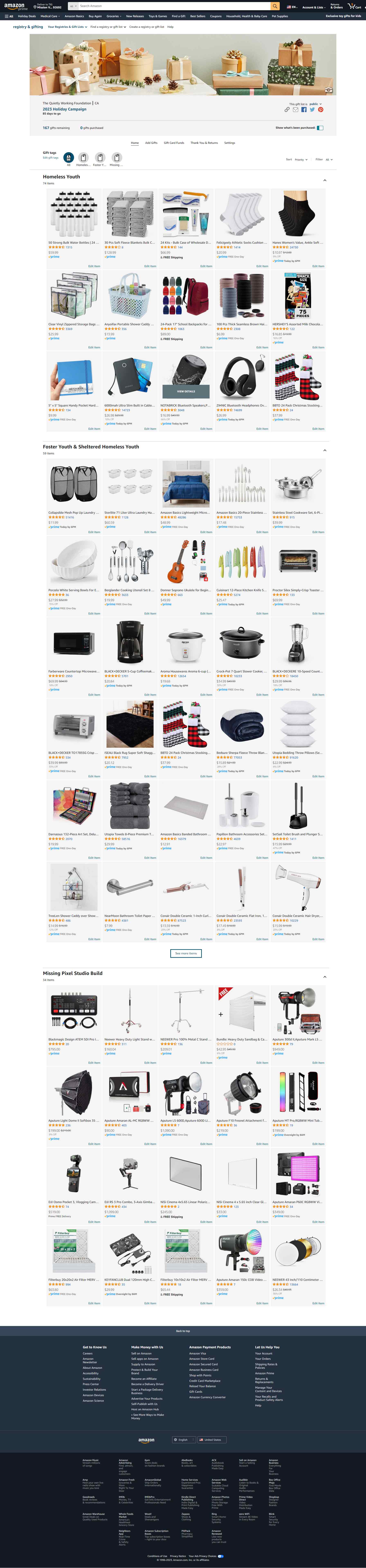 2023 Holiday Campaign gift list